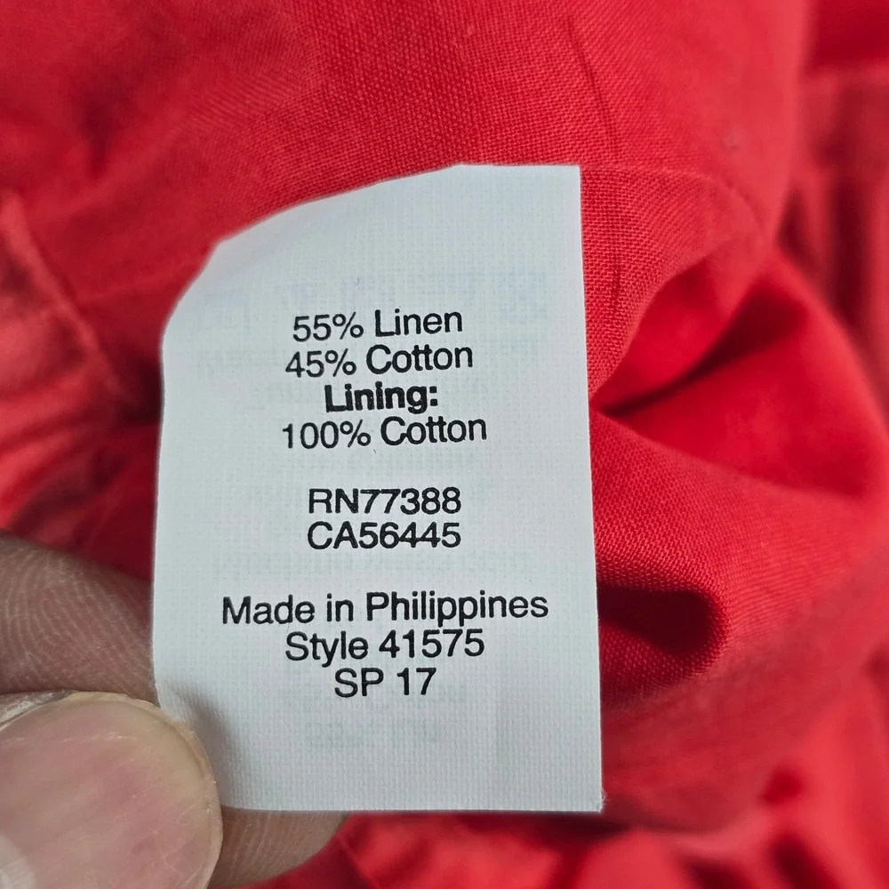 J.Crew‎ Womens Red Linen Cotton Paperbag Waist Mini Skirt 41575 Size 12